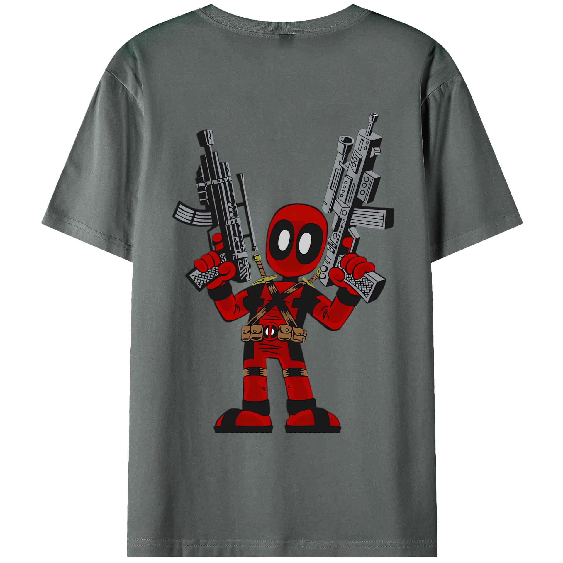 （画像用） Deadpool デッドプール 綿100％ メンズ半袖Tシャツ（バックプリント） 通気性